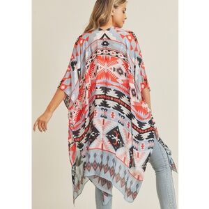 "The Odessa" Dusty Blue Aztec Print Kimono